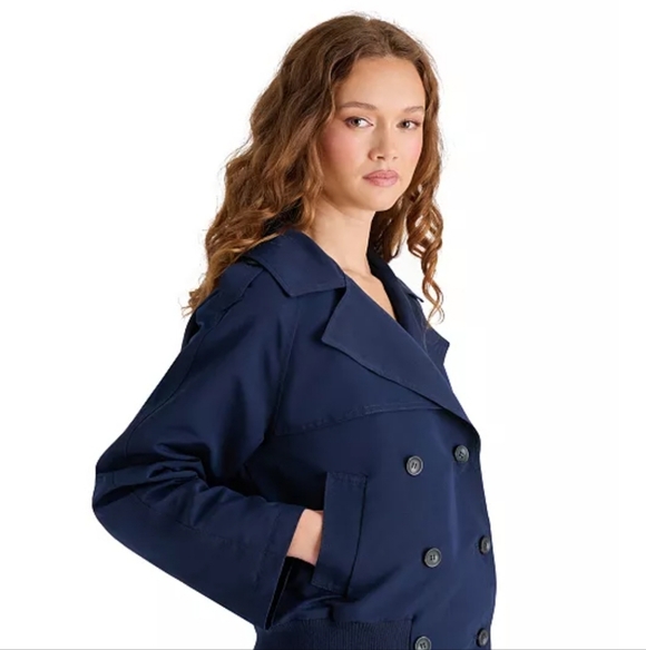 Steve Madden Women's Maris dark navy blue marine short Trench Jacket size XL new - Picture 6 of 6